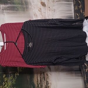 Faded Glory Womens 1X 16W set of 2 long sleeve striped Tshirts